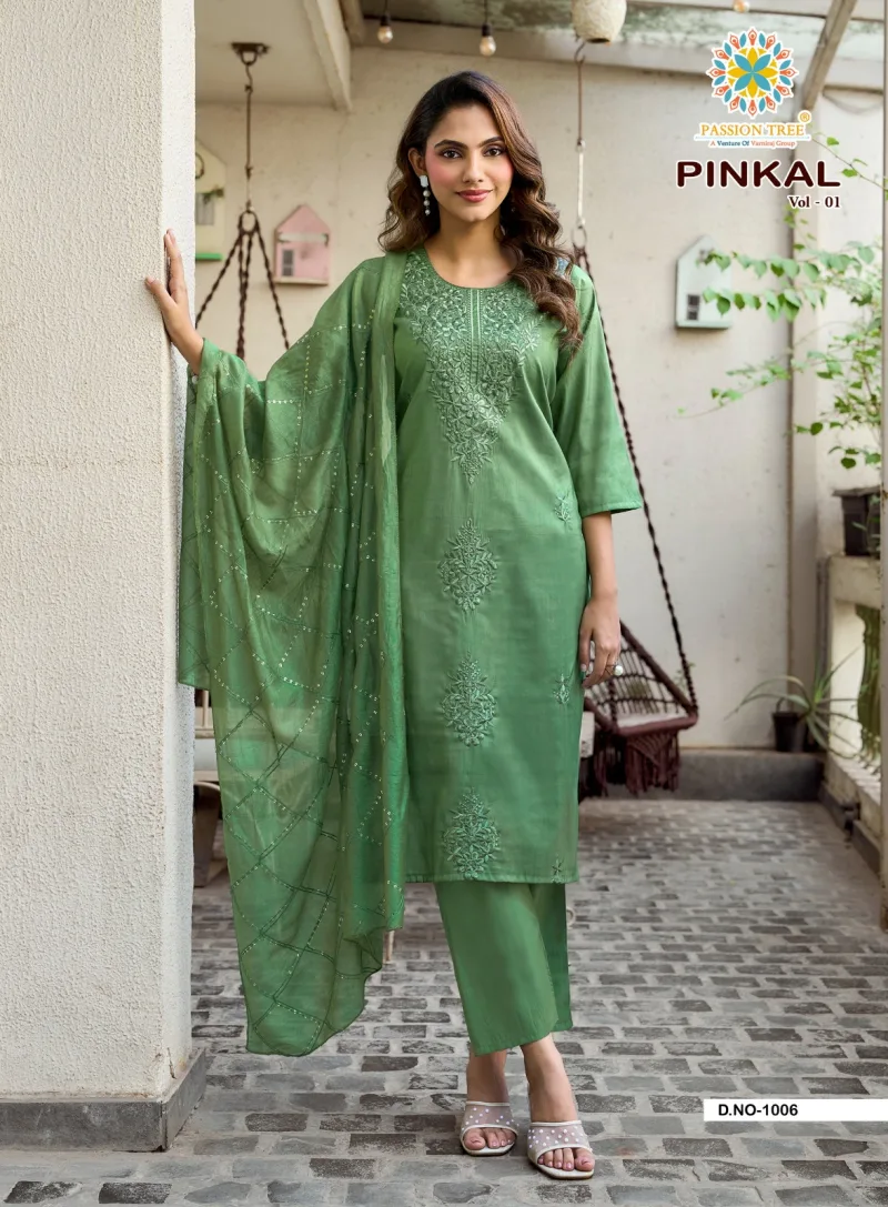 Pinkal Vol 1 By Passion Tree Roman Shimmer Kurti With Bottom Dupatta 